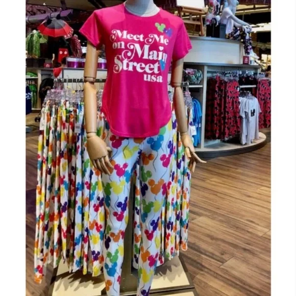 DISNEY PARKS RAINBOW MICKEY MOUSE BALLOONS ICON LEGGINGS WOMENS Size Large - Picture 5 of 5